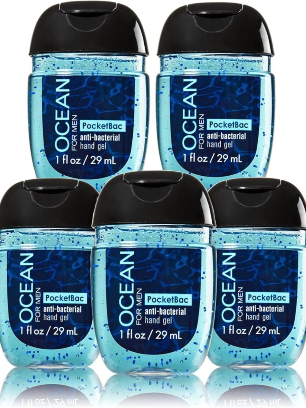 Men's Antibacterial Hand Sanitizer Gel - Bundle of 5 Ocean Scented Pocketbacs